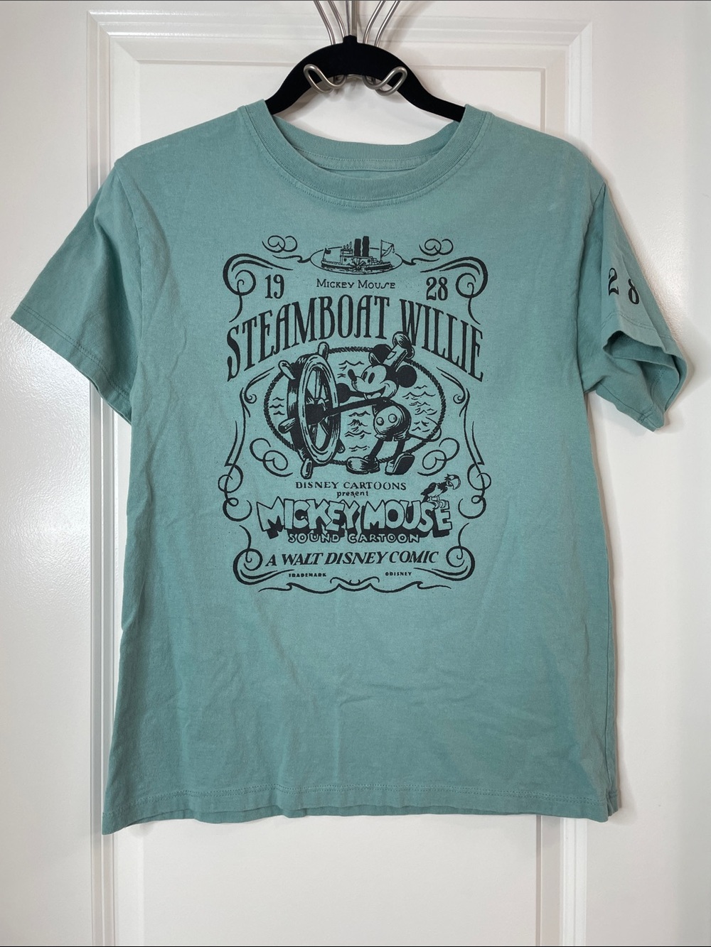 Disney Steamboat Willie Tee - Seafoam Green with Black Graphic